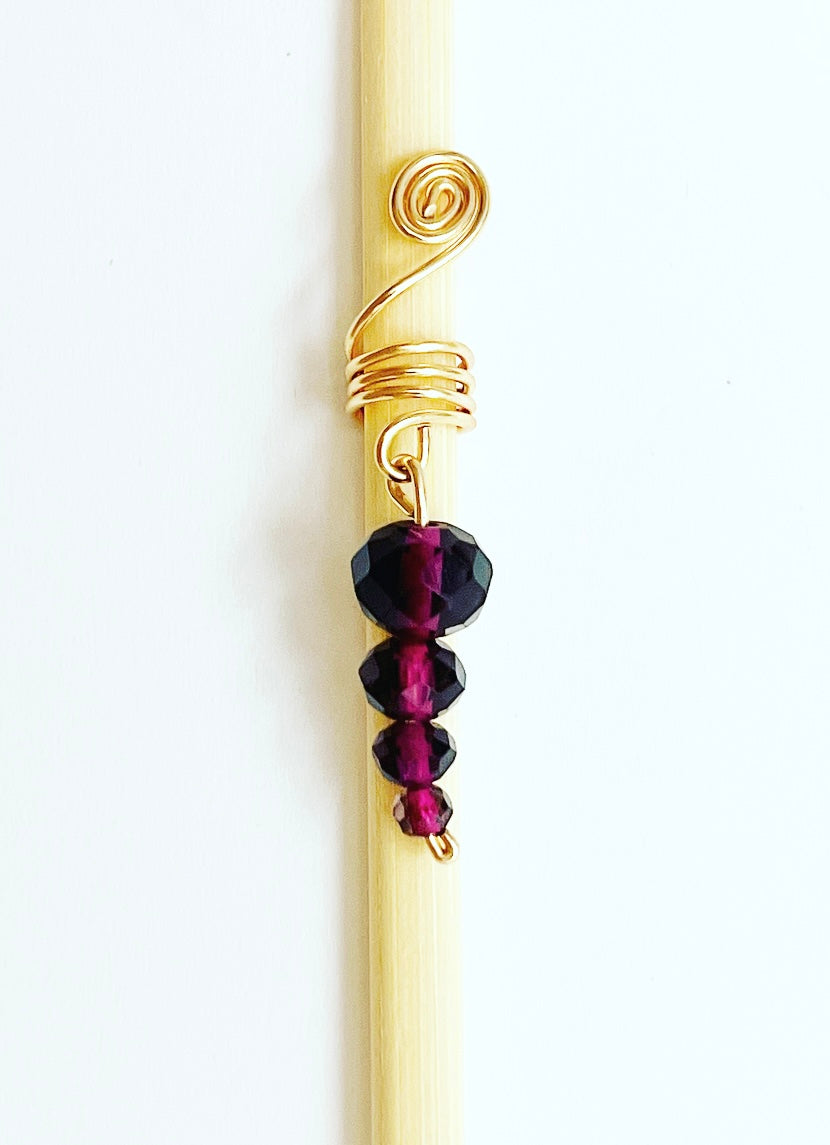 Purple & Gold Drop Loc Jewel