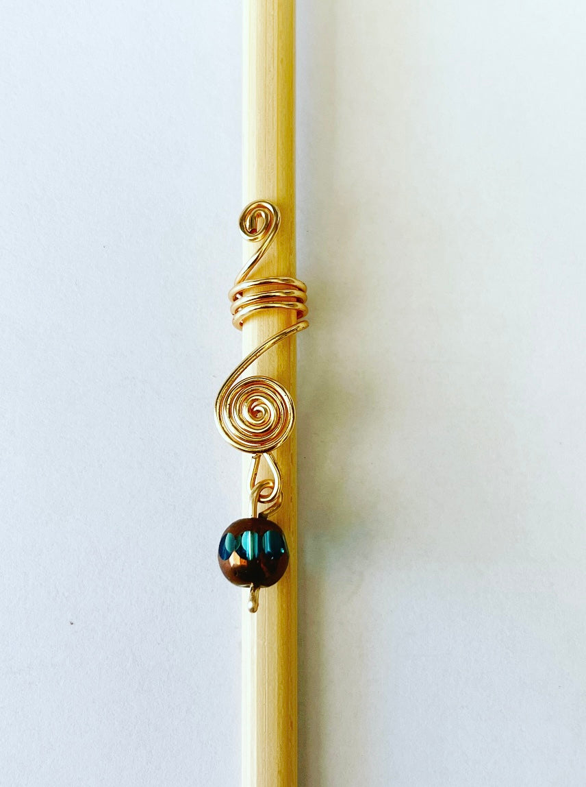 Blue & Gold Drop Loc Jewel