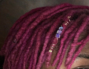 Purple Loc Jewelry, Purple Stone Dread Bead | Sister Loc - Xtra Thick Locs