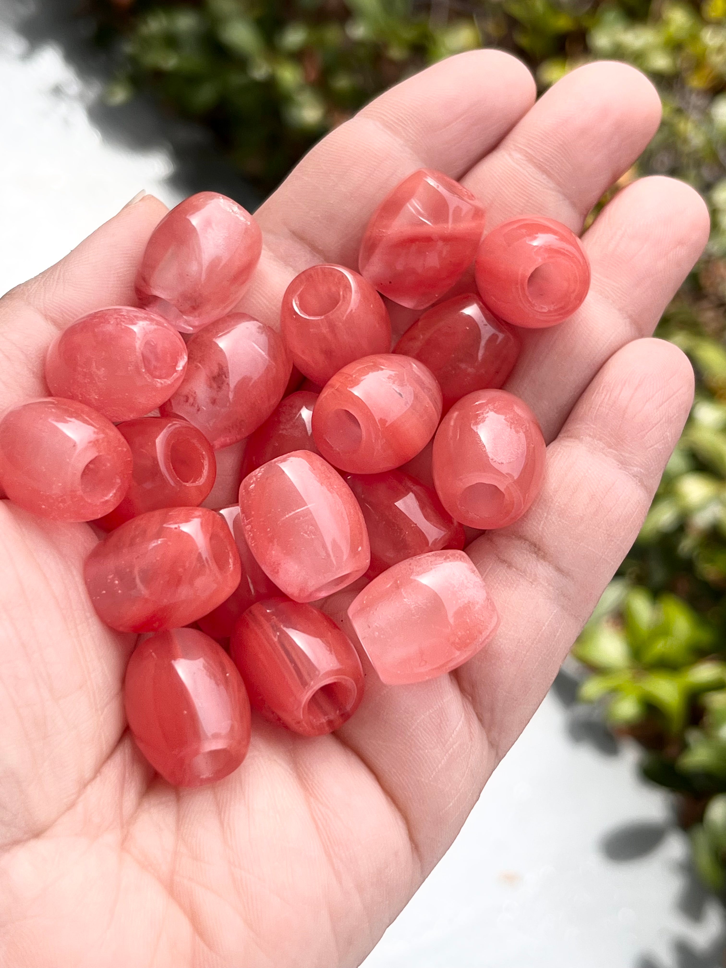 Large Cherry Quartz Loc Bead, Pink, Crystal Bead